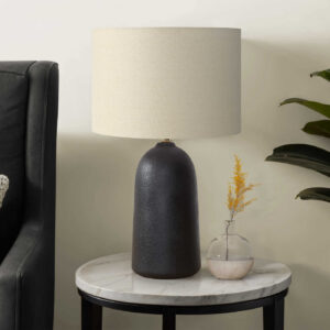LUMINAIRE - 27"H LAMPE DE TABLE NOIR CERAMIQUE / BEIGE