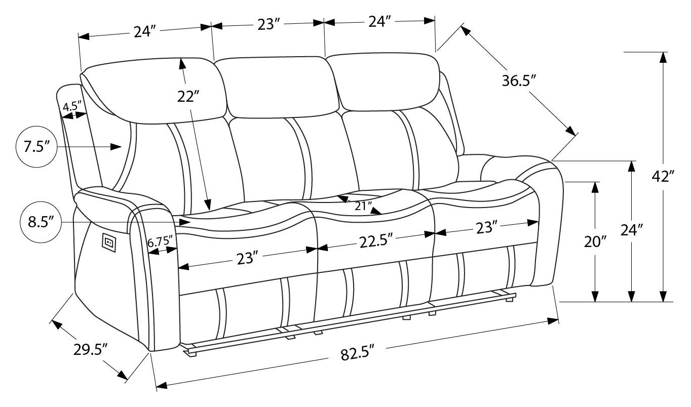 Sofa 3 places électrique inclinable avec port USB 2100$ + TX – Image 2